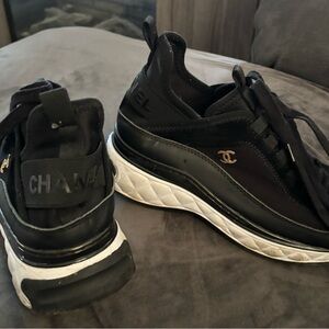 CHANEL Black and White Athletic Sneakers